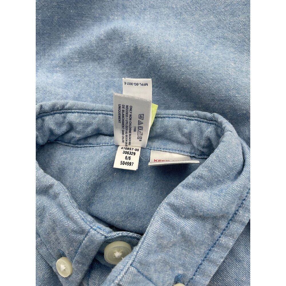 Baby Gap Long Sleeve Chambray Button-Down Bodysuit 12-18 Mos Embroidered Bear - Picture 7 of 9